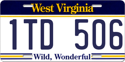 WV license plate 1TD506