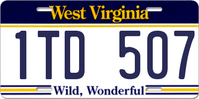 WV license plate 1TD507
