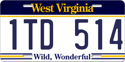 WV license plate 1TD514