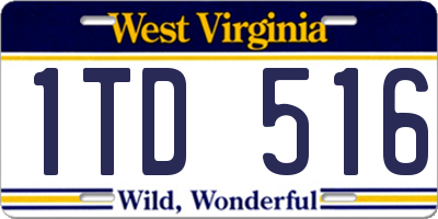 WV license plate 1TD516
