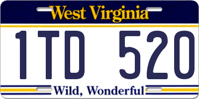 WV license plate 1TD520