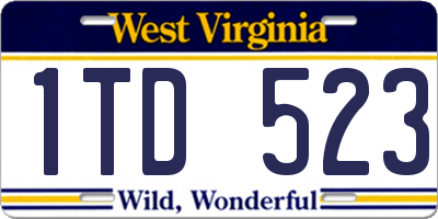 WV license plate 1TD523