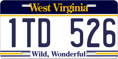 WV license plate 1TD526