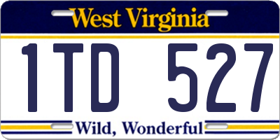 WV license plate 1TD527