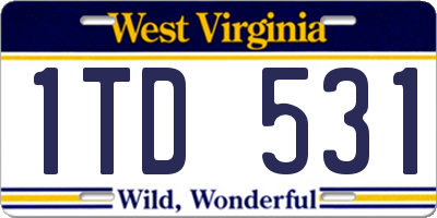 WV license plate 1TD531