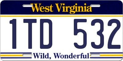 WV license plate 1TD532