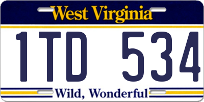 WV license plate 1TD534