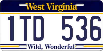 WV license plate 1TD536