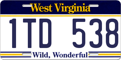 WV license plate 1TD538