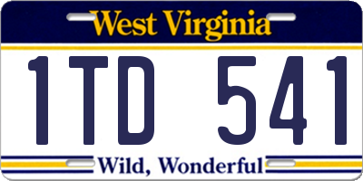 WV license plate 1TD541