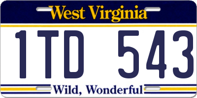 WV license plate 1TD543