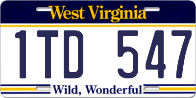 WV license plate 1TD547