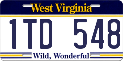 WV license plate 1TD548
