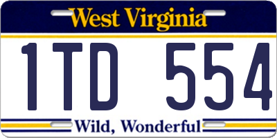 WV license plate 1TD554
