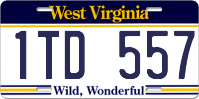 WV license plate 1TD557