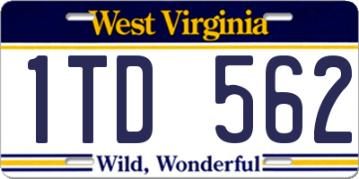 WV license plate 1TD562