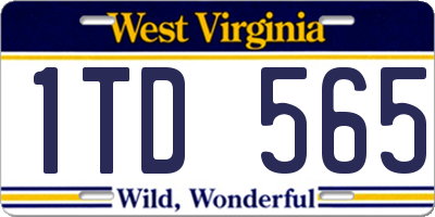 WV license plate 1TD565