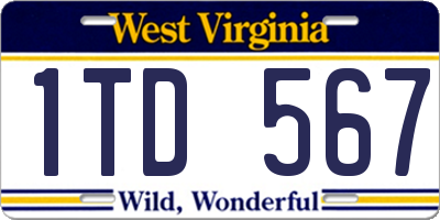 WV license plate 1TD567