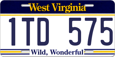 WV license plate 1TD575