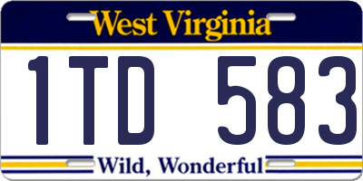 WV license plate 1TD583