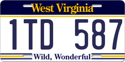 WV license plate 1TD587