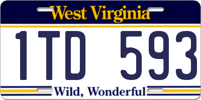 WV license plate 1TD593