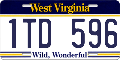 WV license plate 1TD596