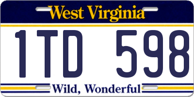 WV license plate 1TD598