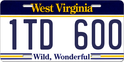 WV license plate 1TD600
