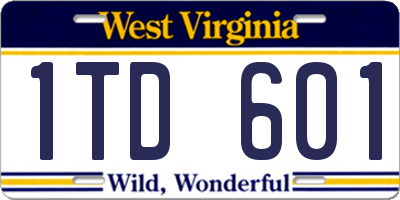 WV license plate 1TD601