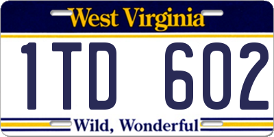 WV license plate 1TD602