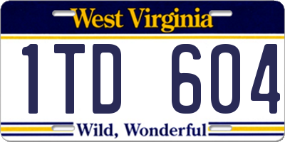 WV license plate 1TD604