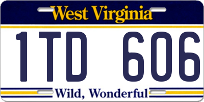 WV license plate 1TD606