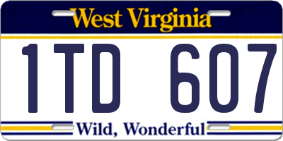 WV license plate 1TD607