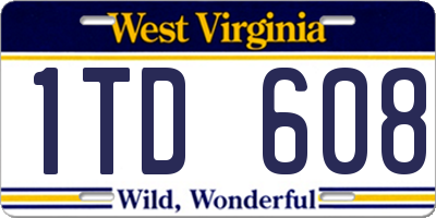 WV license plate 1TD608