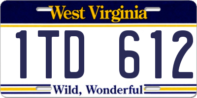 WV license plate 1TD612