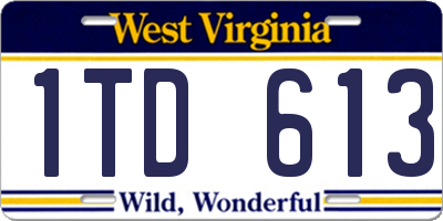 WV license plate 1TD613