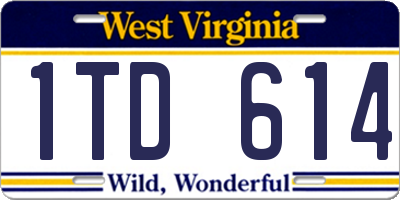 WV license plate 1TD614