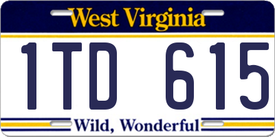 WV license plate 1TD615