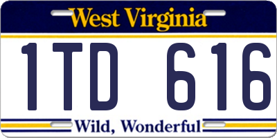 WV license plate 1TD616