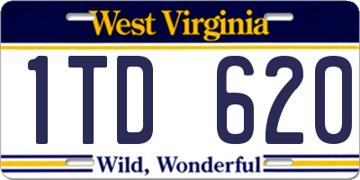 WV license plate 1TD620