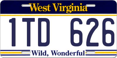 WV license plate 1TD626