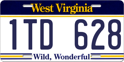 WV license plate 1TD628