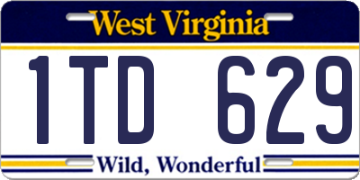 WV license plate 1TD629