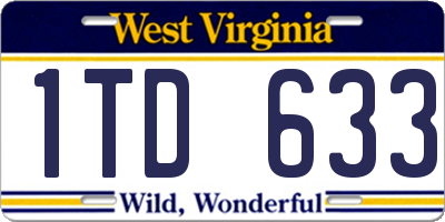 WV license plate 1TD633