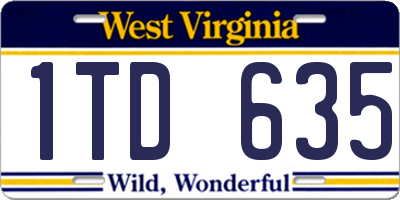 WV license plate 1TD635