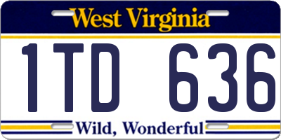 WV license plate 1TD636