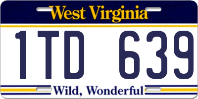 WV license plate 1TD639