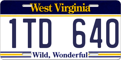 WV license plate 1TD640