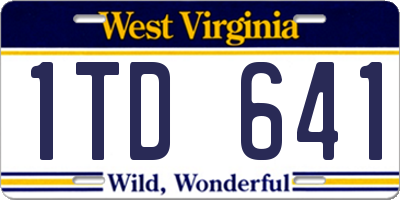 WV license plate 1TD641